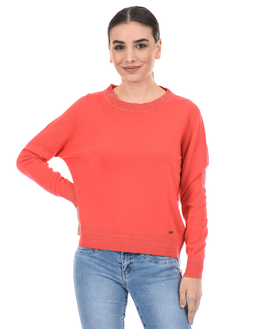 Species Women Solid Orange Sweater
